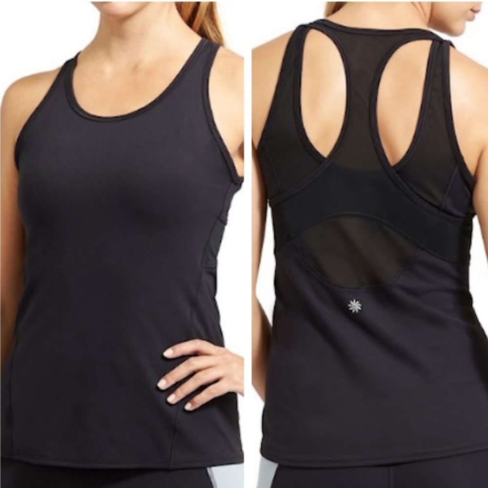 Athleta inversion black yoga mesh panel tank top